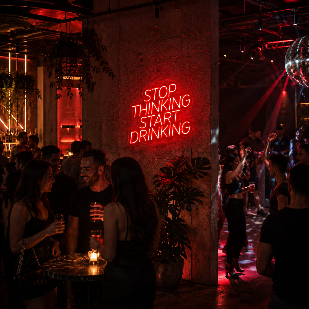 Stop Thinking Start Drinking - LED NEON