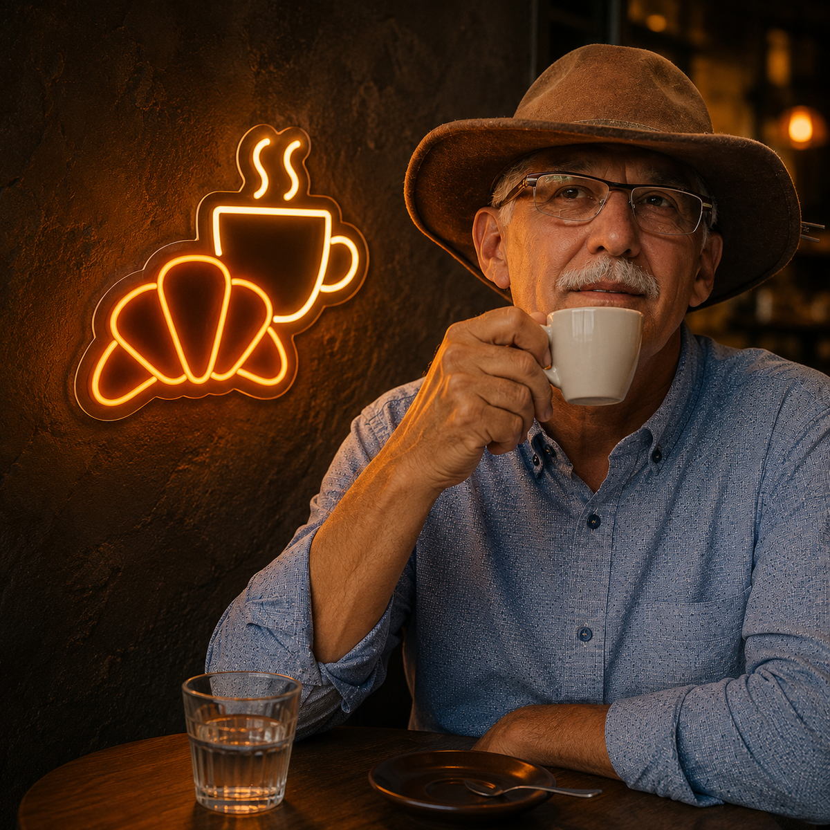 Croissant and Coffee - LED NEON